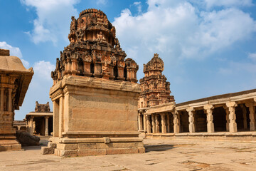 Fototapeta premium Medieval sandstone architecture of Krishna temple built in the year 1517 at Hampi Karnataka, India