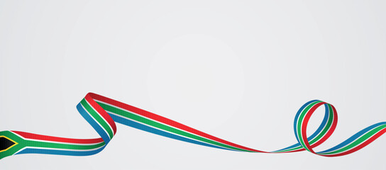 South african flag ribbon. Curly ribbon on white background. Vector illustration.