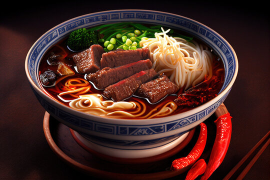 AI generates illustrations beef noodles