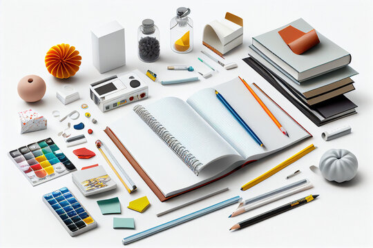 Creative still life school supplies