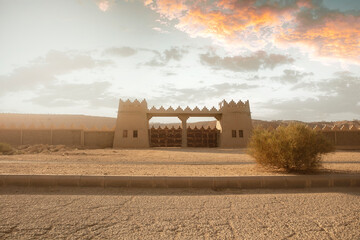 Abandoned palace gate in the desert
