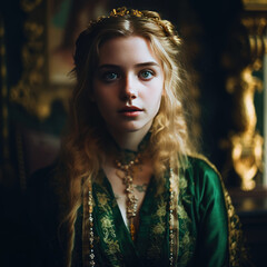 Fototapeta premium The blonde in the magnificent palace 