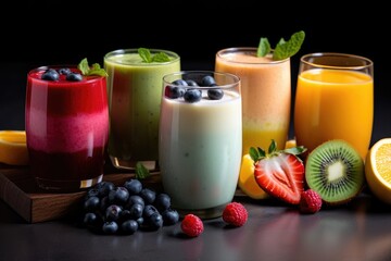 Frische Smoothies im Glas mit Früchten - Generative AI