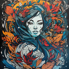 The girl wore a flower is meditation 