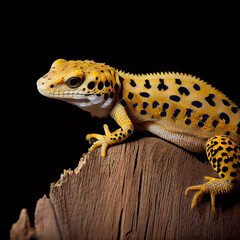 Obraz premium A yellow lizard could refer to a lizard that has a yellow coloration. However, it's important to note that not all species of lizards have a yellow coloration, and some lizards can change color based 