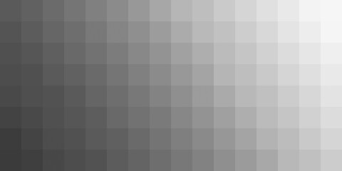 Subtle light grey gradient tint, shade and tone palette guide swatch chart transparent overlay. Abstract monochrome clean professional 16:9 8K banner ad backdrop. Geometric square mosaic background.