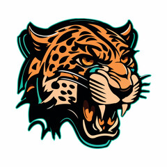Jaguar head mascot esport logo vector illustration with isolated background