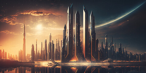 AI city landscape generated illustrations