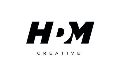HDM letters negative space logo design. creative typography monogram vector	