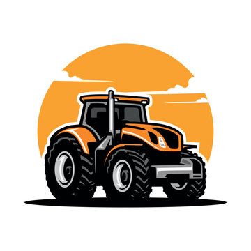 recommend clip art: yellow tractor illustration logo vector