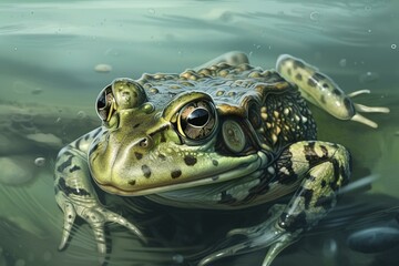 Fototapeta na wymiar frog in the water. Generative AI