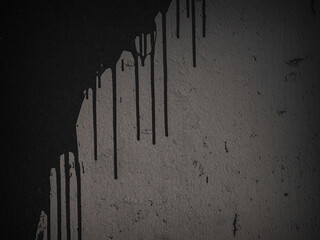 Texture of the old wall. Rough grungy surface of painted plastered concrete wall with spots, cracks, noise and grain. Dark background for design. Shaded vintage texture with vignette.