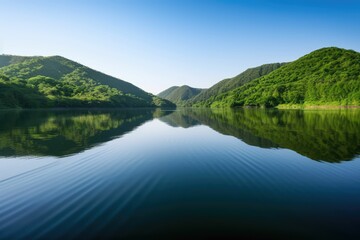Fototapeta na wymiar lake in the mountains landscape, generative AI