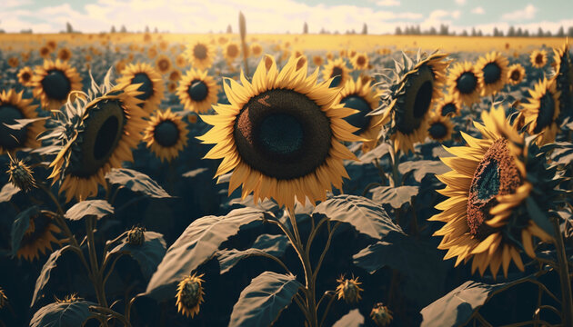 AI generates illustrations sunflower