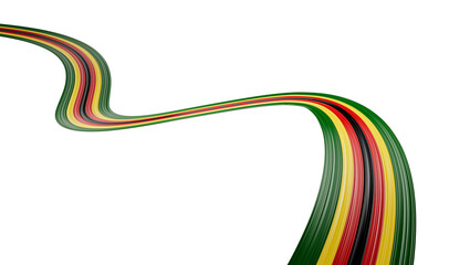 3d Flag Of Zimbabwe Country, Shiny Wavy 3d Flag Ribbon Isolated On White Background, 3d illustration - obrazy, fototapety, plakaty