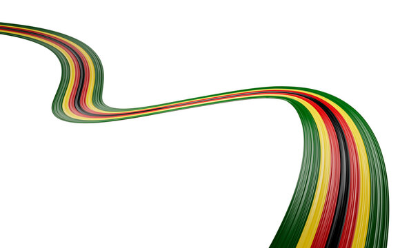 3d Flag Of Zimbabwe Country, Shiny Wavy 3d Flag Ribbon Isolated On White Background, 3d illustration - Powered by Adobe