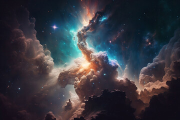 Fototapeta na wymiar nebula galaxy abstract background, Generative AI