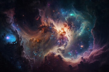 Obraz na płótnie Canvas nebula galaxy abstract background, Generative AI