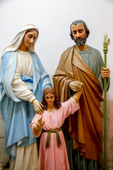 Naklejka premium Holy Family statues in the church of the St Vincent de Paul hospital, run by the Daughters of Charity catholic missionaries in Nazareth, Israel.