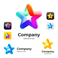 Bright star logo design, rainbow, blue and yellow set concept design
