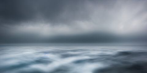 ai generated seascape with dark cloudy sky