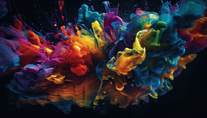 Vibrant burst: A dynamic explosion of colors with 3D element