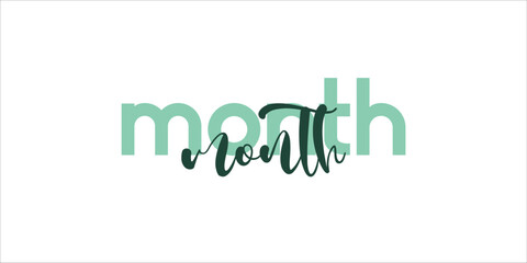Month card. Lettering poster with text isolated on white background