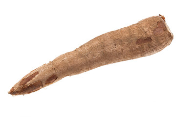 Cassava Raw Tuber - Manihot Esculenta; On White Background