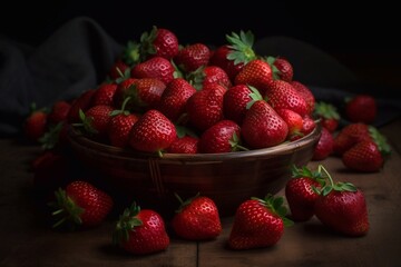 Many strawberries on the table. AI Generated