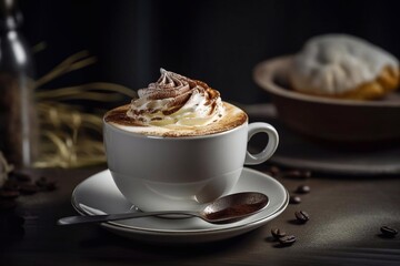 Cappuccino in a cup. Traditional breakfast. AI Generated