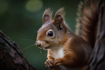 Obraz premium Squirrel in the forest on a tree branch.. AI Generated