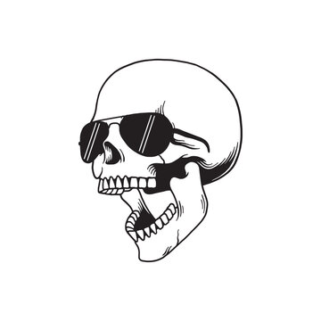 recommend clip art: Skull with Sunglasses Vector Illustration. Design element for shirt design, logo, sign, poster, banner, card