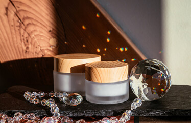 Protect skin from photoaging concept ( UVA and UVB) and reduce hyperpigmentation cause and skin damage. High Energy Visible Light (HEVIS Light)  protection creams concept.