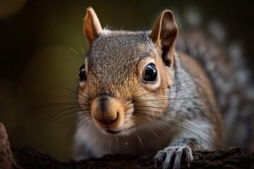 Obraz premium Squirrel in the forest on a tree branch.. AI Generated