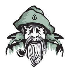 alter Fischer mit Pfeife