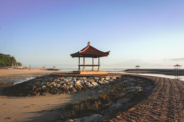 Pavillions at the beach in Indonesia.