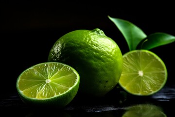 Lime green fruit. AI Generated