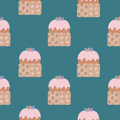 vector easter cake seamless pattern