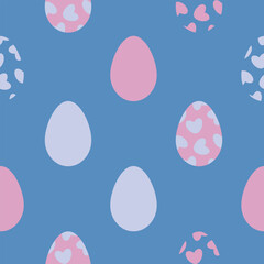 vector pink and blue easter eggs seamless pattern