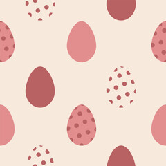 vector pink and red easter eggs seamless pattern
