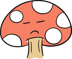 Cute Cartoon Toadstool Mushroom Cartoon Character Emoji Style Vector Illustration