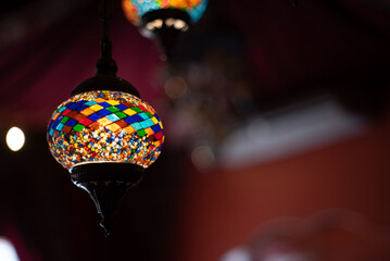 Indian lanterns Glass Oriental colorful glass hanging lamps or lanterns in turkish bazaarAsia high quality photographs