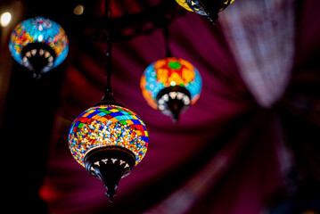 Indian lanterns Glass Oriental colorful glass hanging lamps or lanterns in turkish bazaarAsia high quality photographs