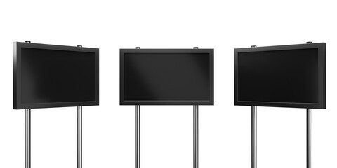 TV monitor displays isolated on white, 3D render