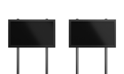TV monitor displays isolated on white, 3D render