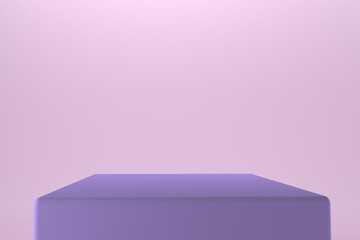 Abstract minimalistic scene for presentation. Podium for product presentation. 3d rendering. Exhibition scene. Purple and pink tones.