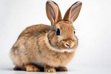 Obraz premium Lovely rabbit. portrait in close up against a white background. Generative AI