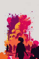 Obraz na płótnie Canvas Modern colorful Holi festival background. Generative AI