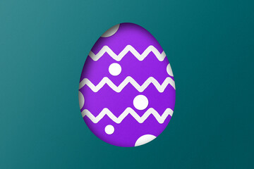 Green and purple paper cuts form an Easter egg pattern. overlay paper