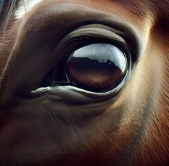 Close Up of a brown Horse Eye - 584688349